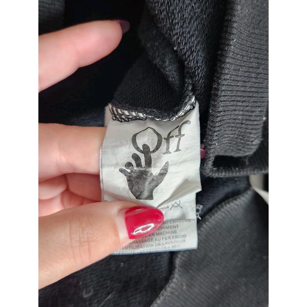 OFF-WHITE Airport Tape Arrows Diag Over Hoodie Black Blue Size 2XL - Picture 4 of 7